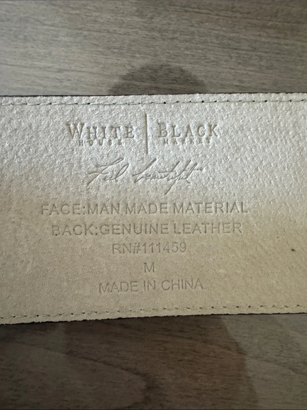 White House Black Market Black Leather Belt with Silver Design